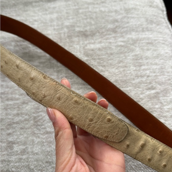 Elegant Cream Ostrich Leather Belt